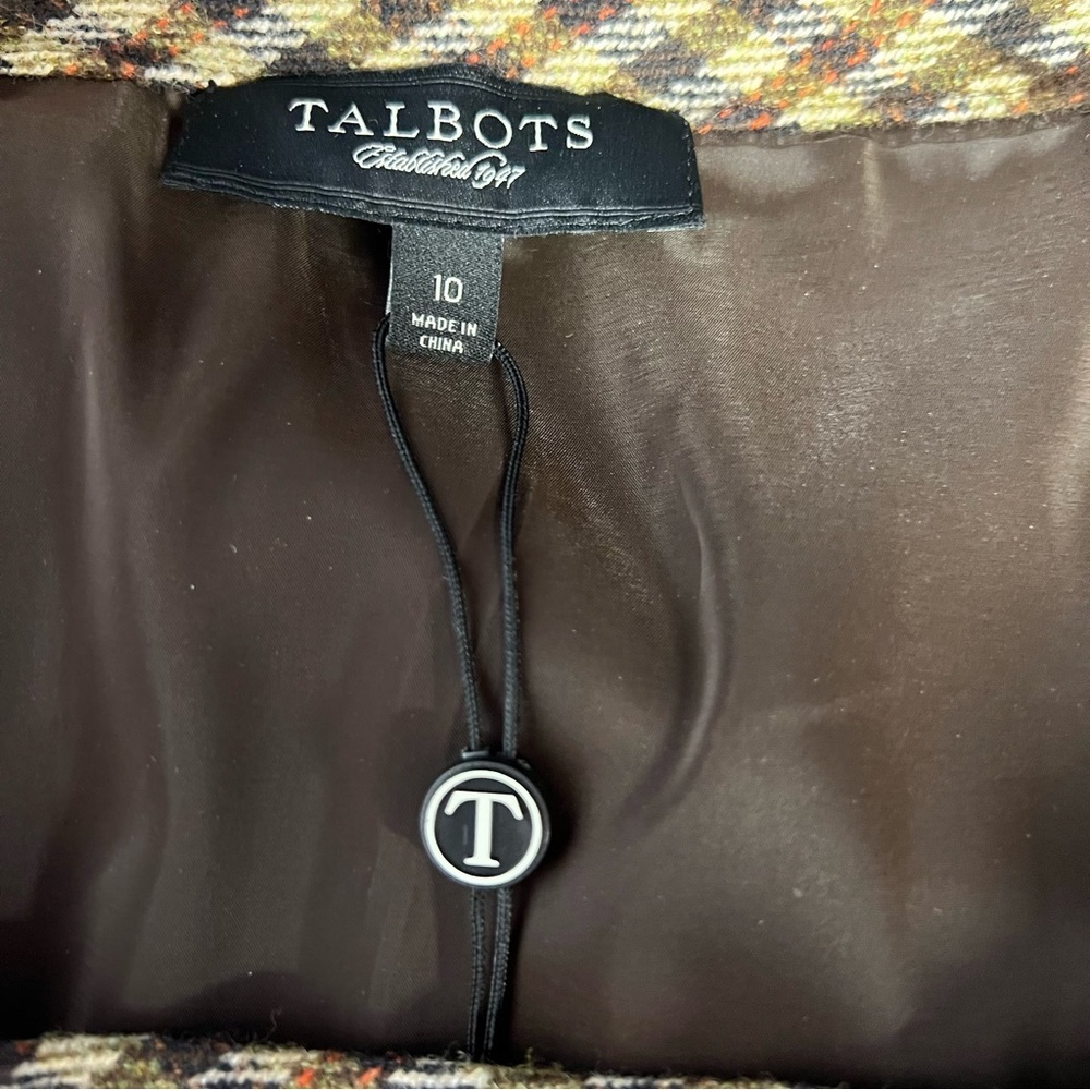 Talbots Wool Plaid Skirt Size 10 NWT Brown Tweed A-Line Flare Lined Classic - Picture 6 of 9